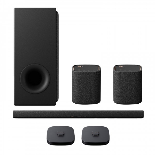 Yamaha True X Soundbar w Wireless Speakers & Cradles, Carbon Black Full View