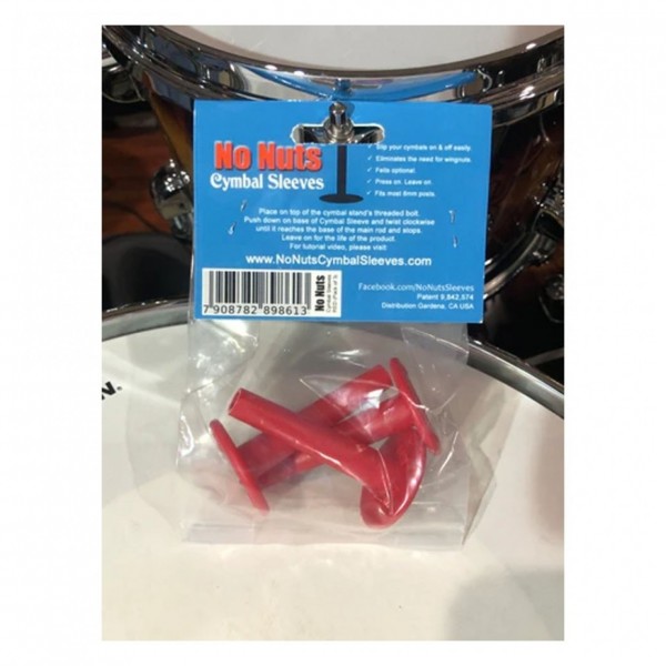 No Nuts Cymbal Sleeves 3pk, Red - Packaged Back