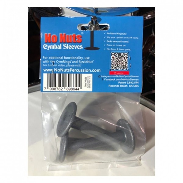 No Nuts Cymbal Sleeves 3pk, Silver - Packaged Rear