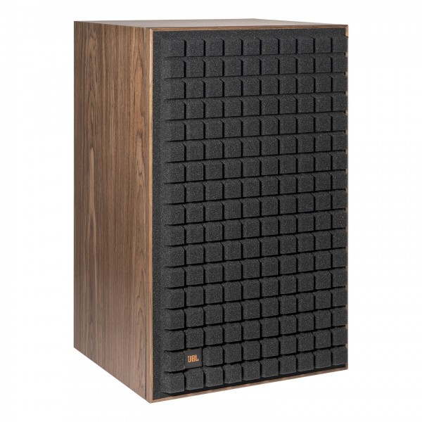 JBL L100 Mk2 Classic 3-Way Stand Mount Speaker, Black Grille Attached and Angled