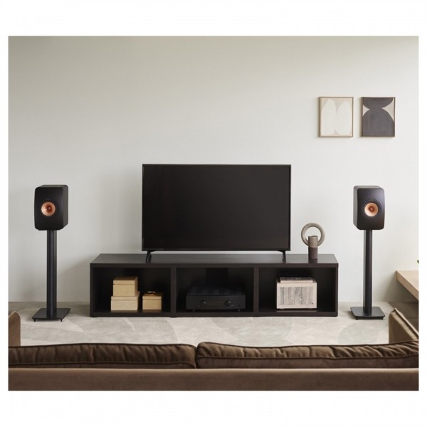 KEF LS50 Meta Speakers (Pair), Carbon Black Lifestyle View 