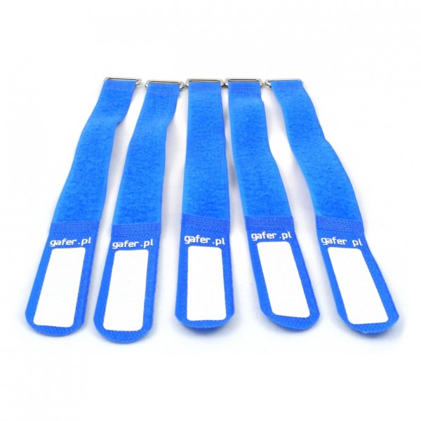 Gafer PL Tie Straps 25x400mm (5 Pack), Blue - Angled