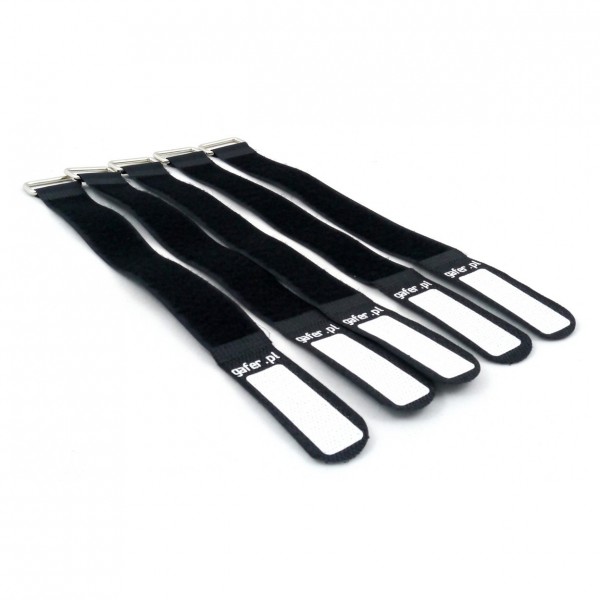 Gafer Tie Straps (5 Pack), Black - Angled