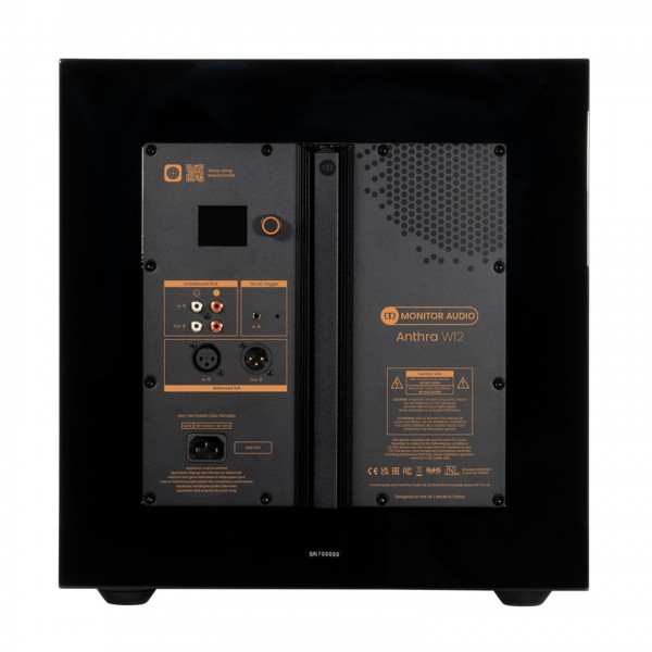 Monitor Audio Anthra W12 Subwoofer, High Gloss Black - rear