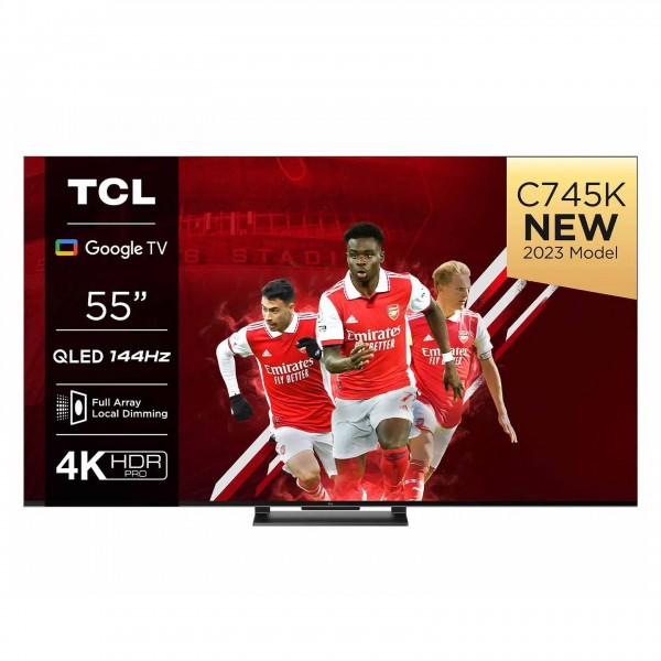TCL 55C745K 55 inch 4K QLED Google TV with Game Master Pro 2.0 Front View