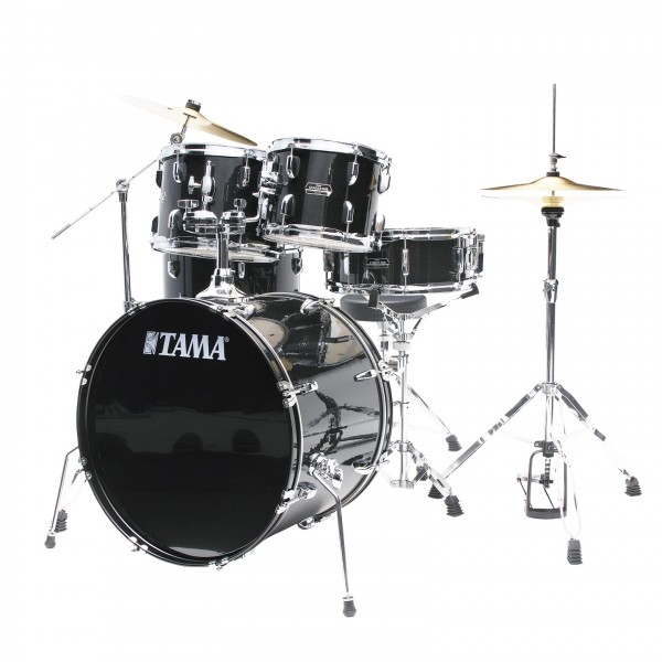 Tama Stagestar 22" 5pc Drum Kit w/Meinl Cymbals, Black Sparkle - Angle 2