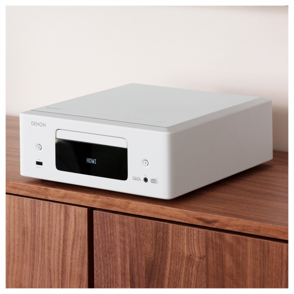 Denon RCD-N12 DAB Network Mini System, White Lifestyle View