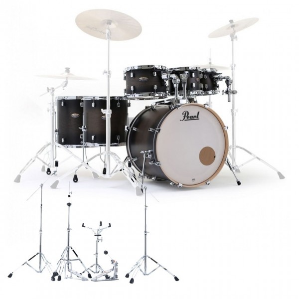 Pearl Decade Maple 22'' 7pc Drum Kit w/Hardware, Satin Black Burst