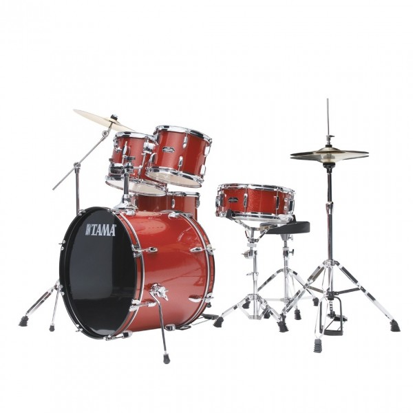 Tama Stagestar 22" 5pc Drum Kit w/Meinl Cymbals, Red Sparkle - Angle