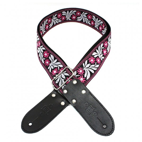 DSL Jacquard 2" Guitar Strap, Flower Fuschia