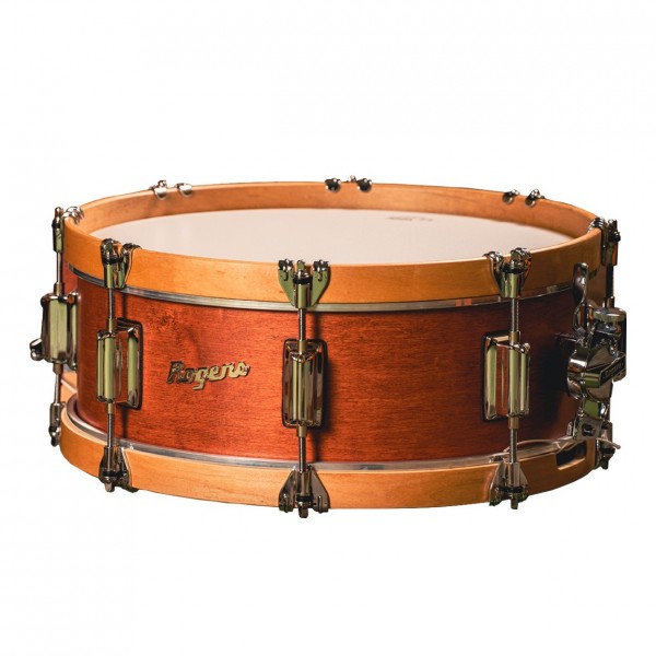 Rogers Tower 14 x 5'' Snare Drum, Satin Red Mahogany w/Wood Hoop