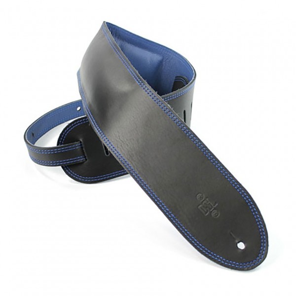 DSL Padded Garment 3.5" Guitar Strap, Black w/ Blue Backing