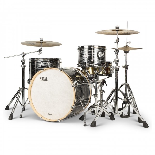 Natal Zenith 22'' 3pc Shell Pack, Forge Black - Angle 2 with hardware example