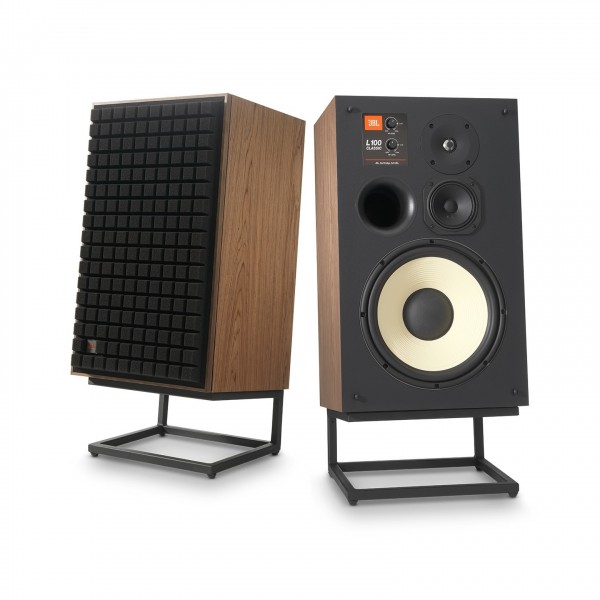 JBL L100 Mk2 Classic 3-Way Speakers with JS-120 Stands (Pair), Black