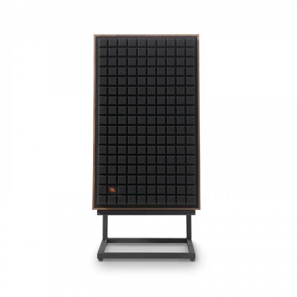 JBL L100 Mk2 Classic 3-Way Speakers with JS-120 Stands, Black Grille Attached Front View