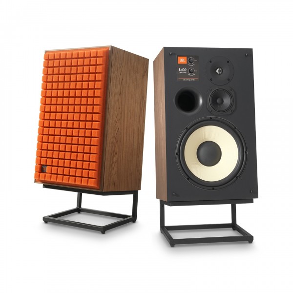 JBL L100 Mk2 Classic 3-Way Speakers with JS-120 Stands (Pair), Orange