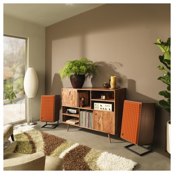 JBL L100 Mk2 Classic 3-Way Speakers with JS-120 Stands (Pair), Orange