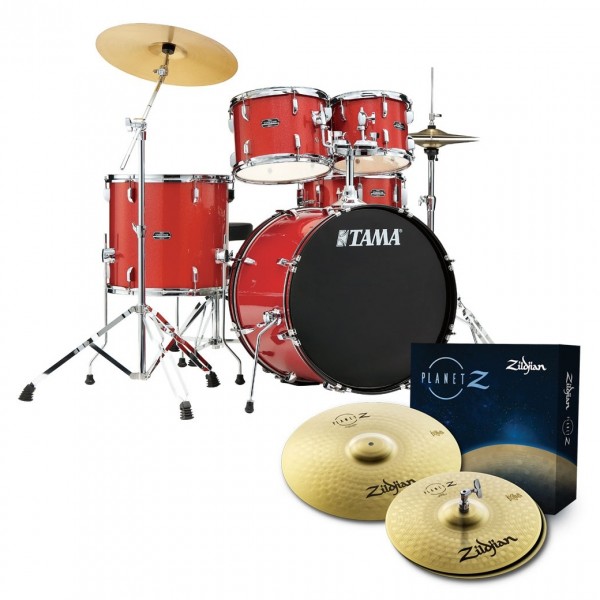 Tama Stagestar 22" 5pc Drum Kit w/Zildjian Cymbals, Red Sparkle