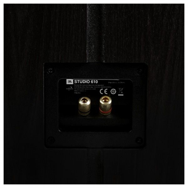 JBL Studio 610 On-Wall Surround Sound Speaker (Single), Dark Wood Rear Panel and Connections