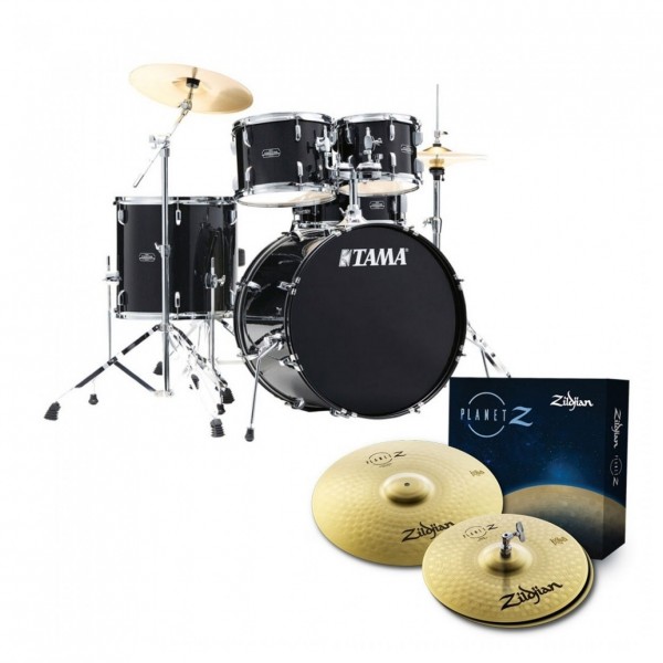 Tama Stagestar 20" 5pc Drum Kit w/Zildjian Cymbals, Black Sparkle