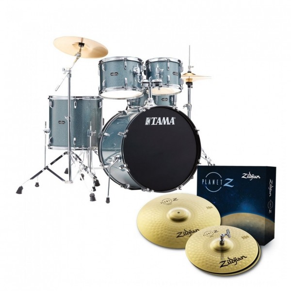 Tama Stagestar 20" 5pc Drum Kit w/Zildjian Cymbals, Blue Mist