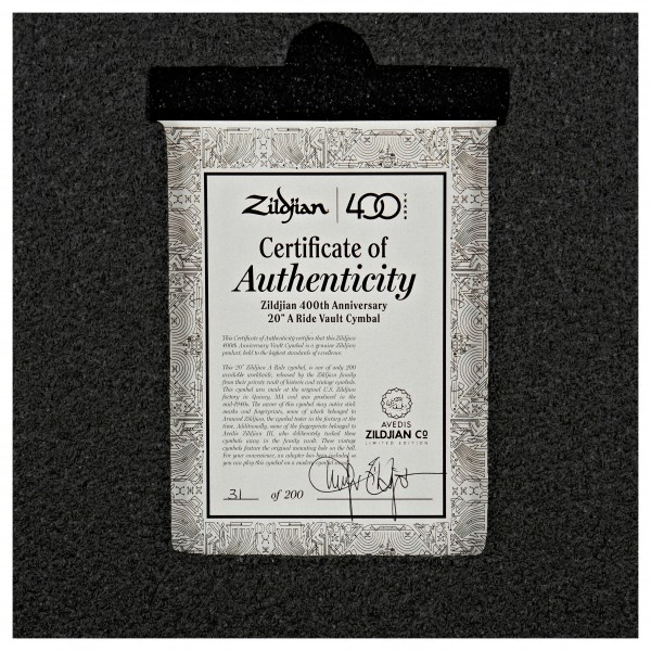 Zildjian 400th Anniversary A 20" Ride Vault Cymbal